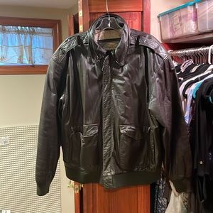 Cowhide leather bomber jacket